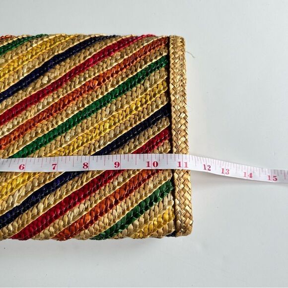Vintage Woven Clutch Purse Rainbow Stripes - Picture 7 of 8